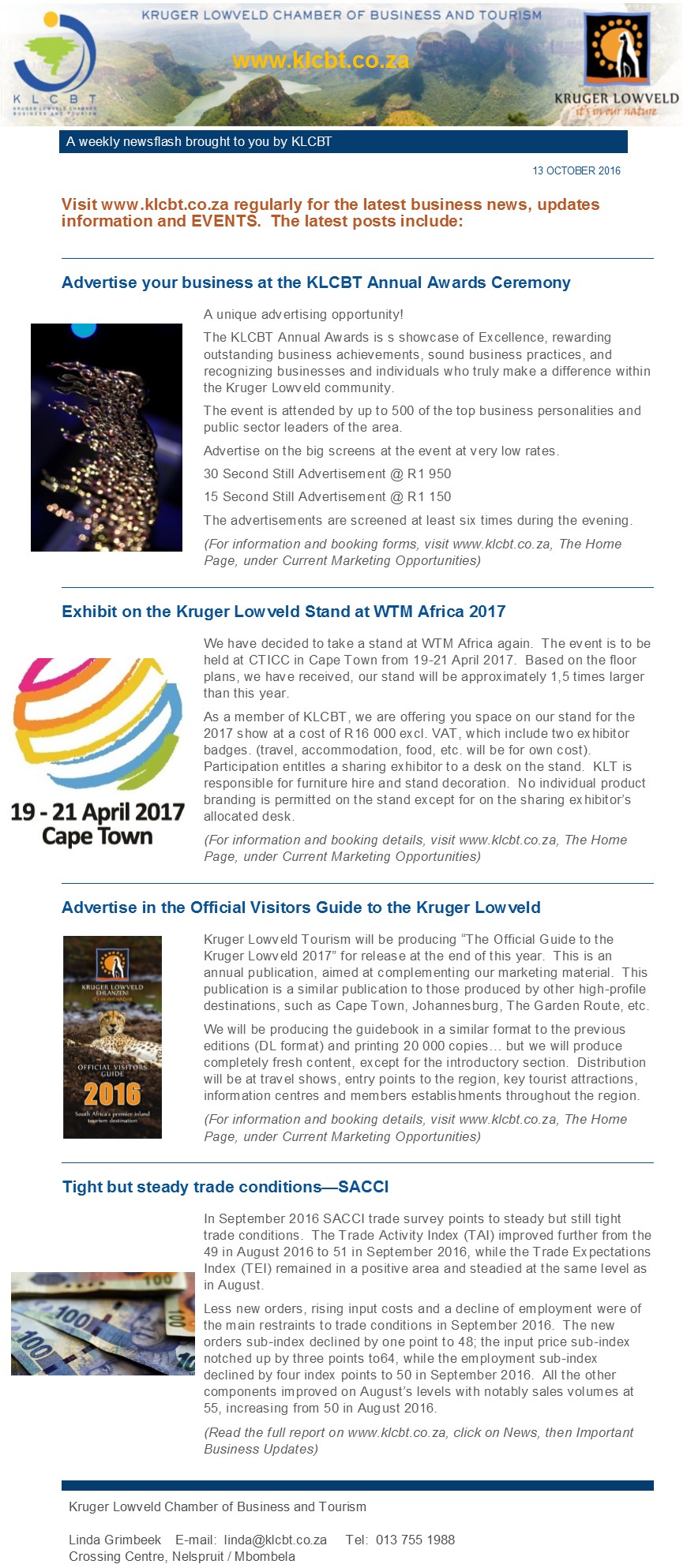 KLCBT Newsflash - 13 October 2016