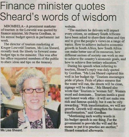 Finance minister quotes Sheards words of wisdom - 03 March 2017 lowvelder jpeg