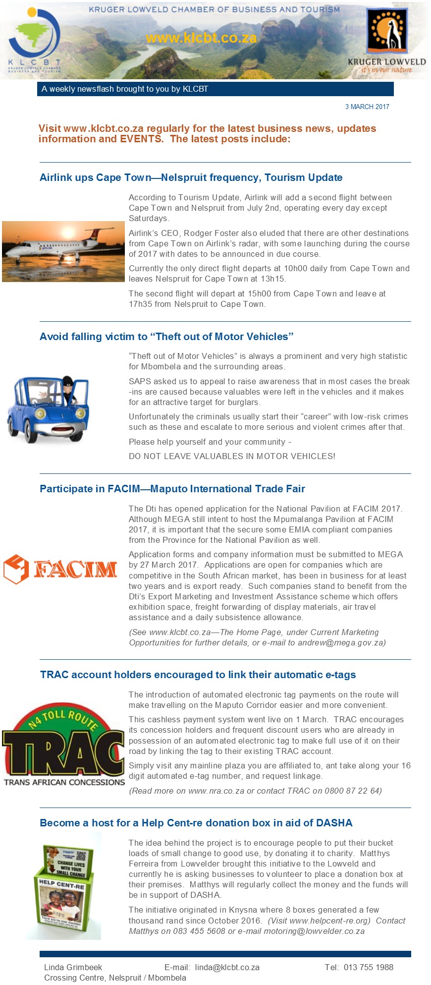 KLCBT Newsflash - 3 March 2017