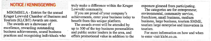 Notice Kennisgewing 16 June 2017 Lowvelder