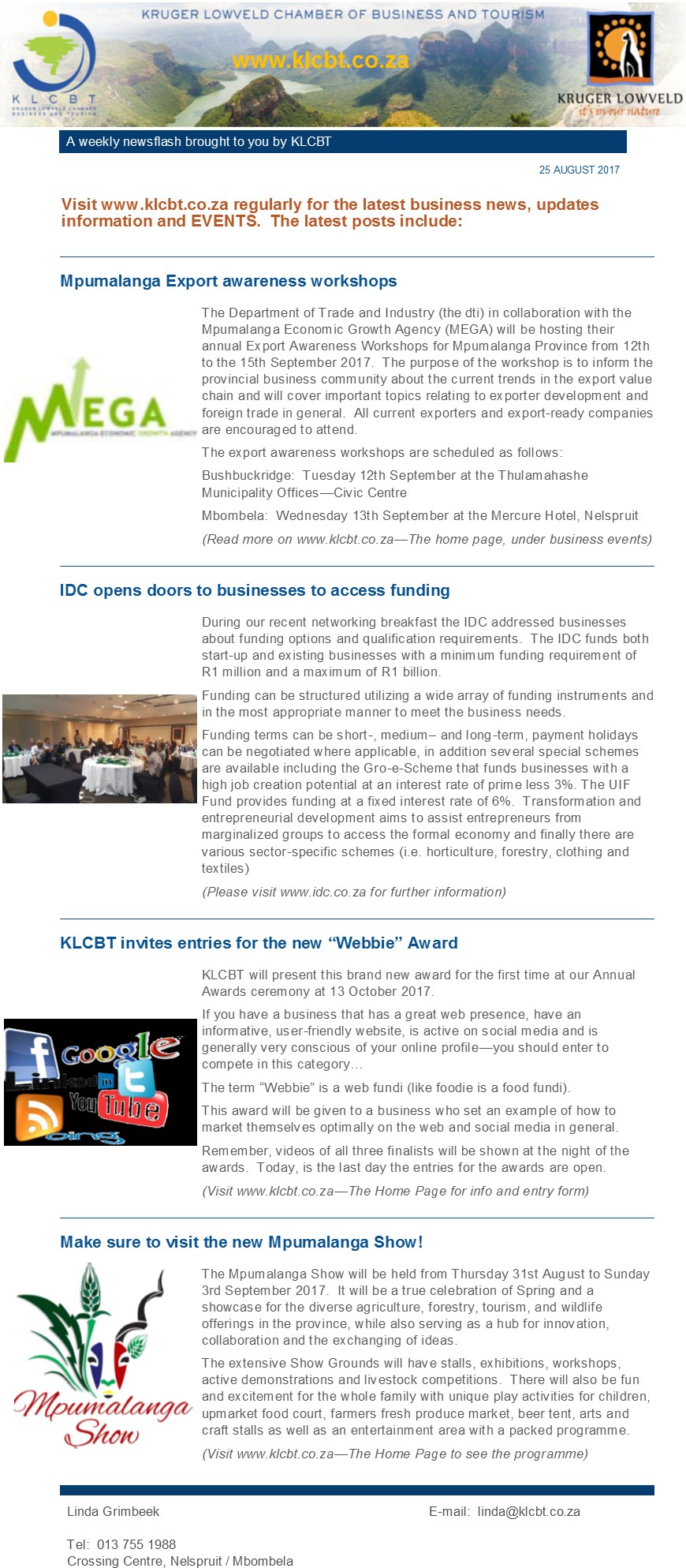 KLCBT Newsflash - 25 August 2017